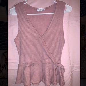 Millennial pink wrap style blouse